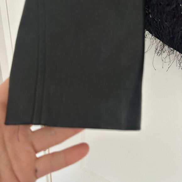 Armani Exchange Faux Leather Sparkle Fringe Cascade Jacket Open Size 6 Black - Picture 5 of 8